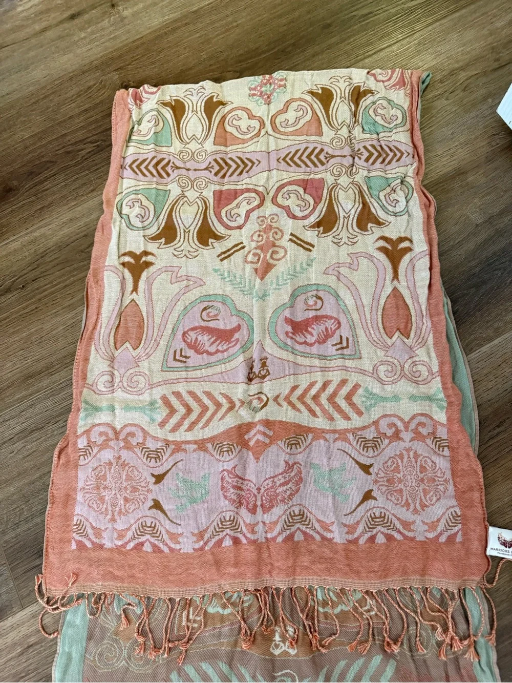 Warriors In Pink Ford Scarf Wrap Shawl 22x70 Boho Fringe Breast Cancer 2009